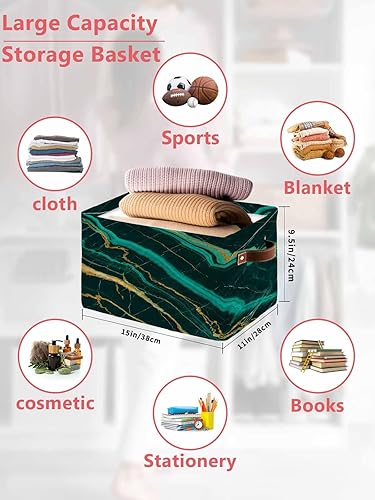 Miniatura 2 de Contenedores organizadores de almacenamiento con asas, 15 x 11 x 9.5 pulgadas, cesta de almacenamiento de tela de lona plegable de tela, moderna