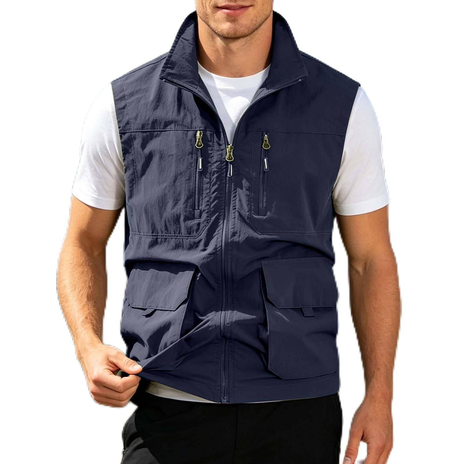 Gilet d'extérieur pour homme multi-poches en maille légère pour le travail et le voyage - 7