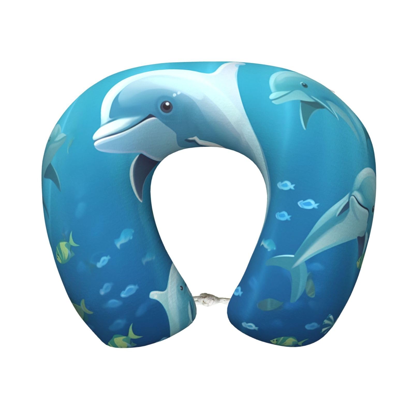 peiyeety Dolphin Travel Pillow Memory Foam - Comfortable U Shape Neck Pillows for Sleeping, Neck and Head Support Portable Airplane Pillow Adjustable Flight Pillow, Washable Cover