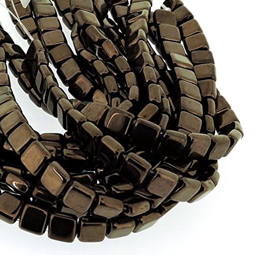 Czechmate 6Mm Square Glass Czech Two Hole Tile Bead - Dark Bronze #TOP3