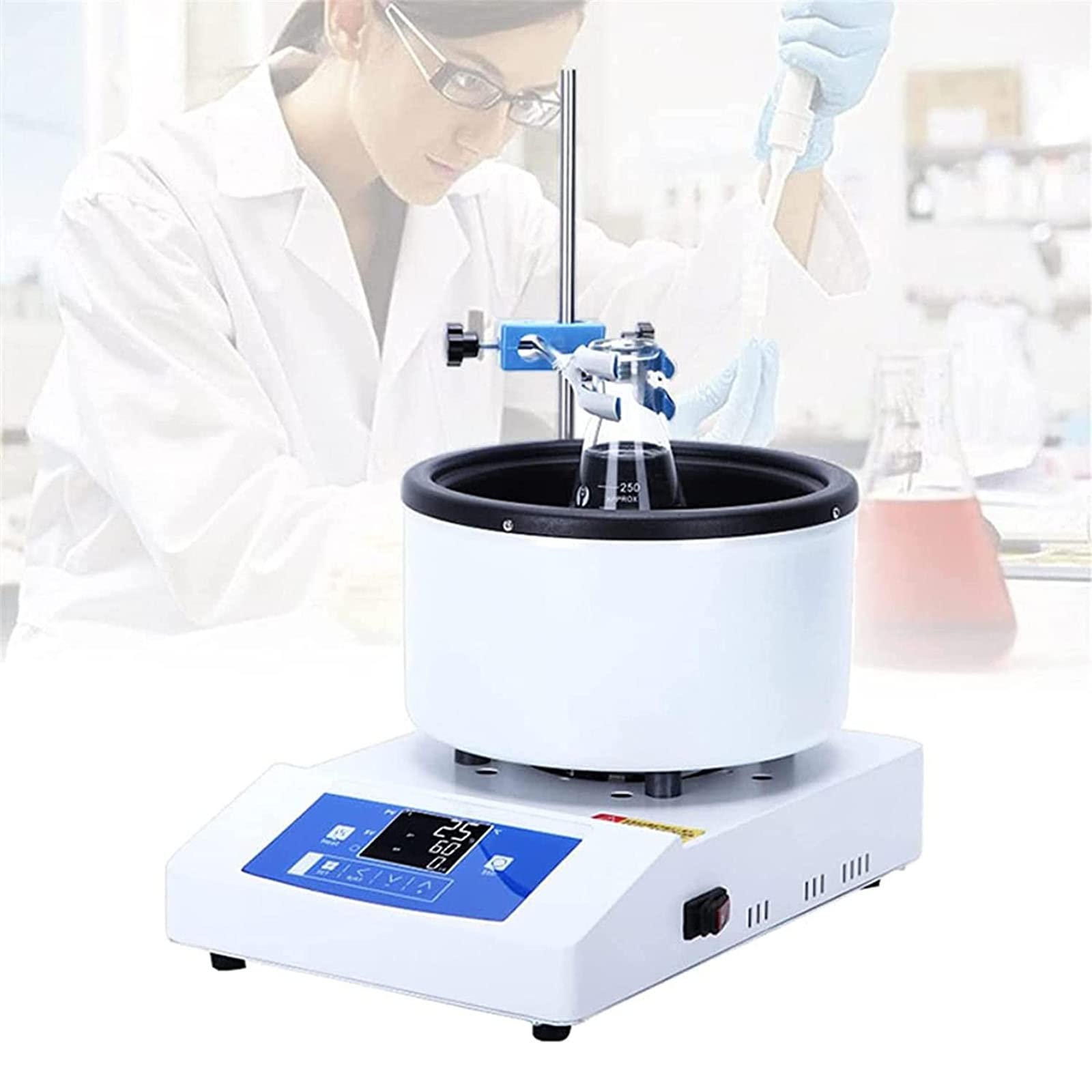 Manta calefactora con agitador magnético, Mezclador magnético Digital de líquidos para baño de Agua y baño de Aceite de 1/2/5 l, agitador magnético con Placa calefactora para Tratamiento térmico de