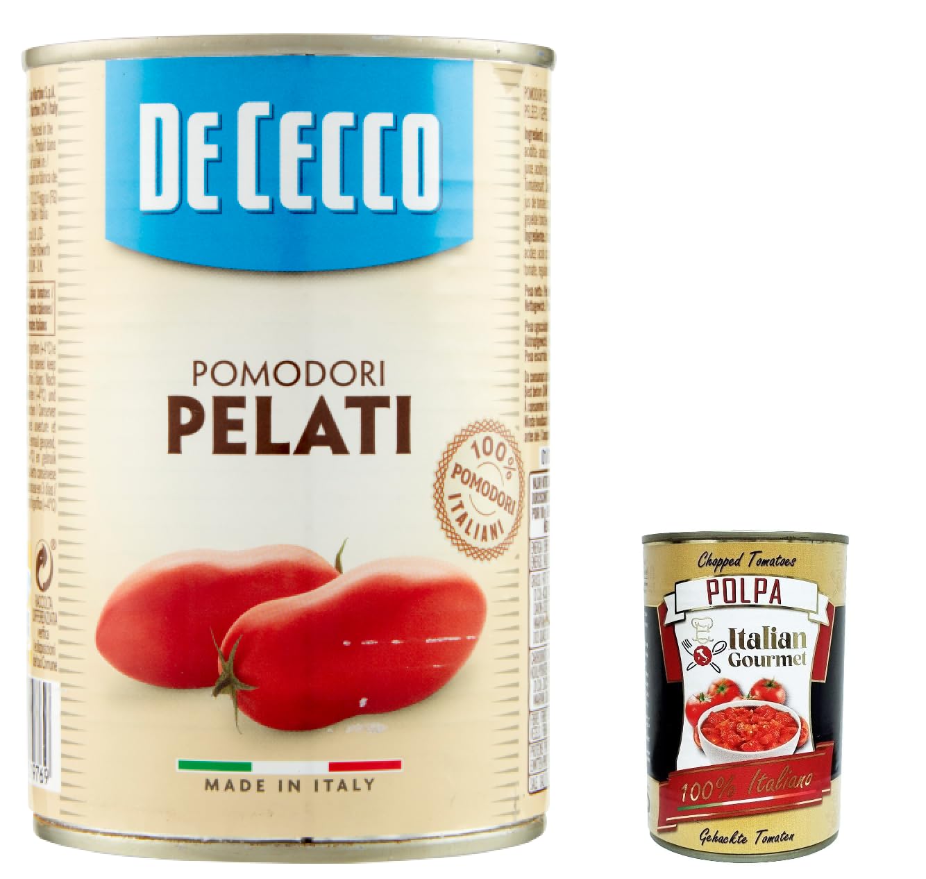 De Cecco Pomodori Pelati geschälte Tomaten 400g + Italian Gourmet Polpa 400g