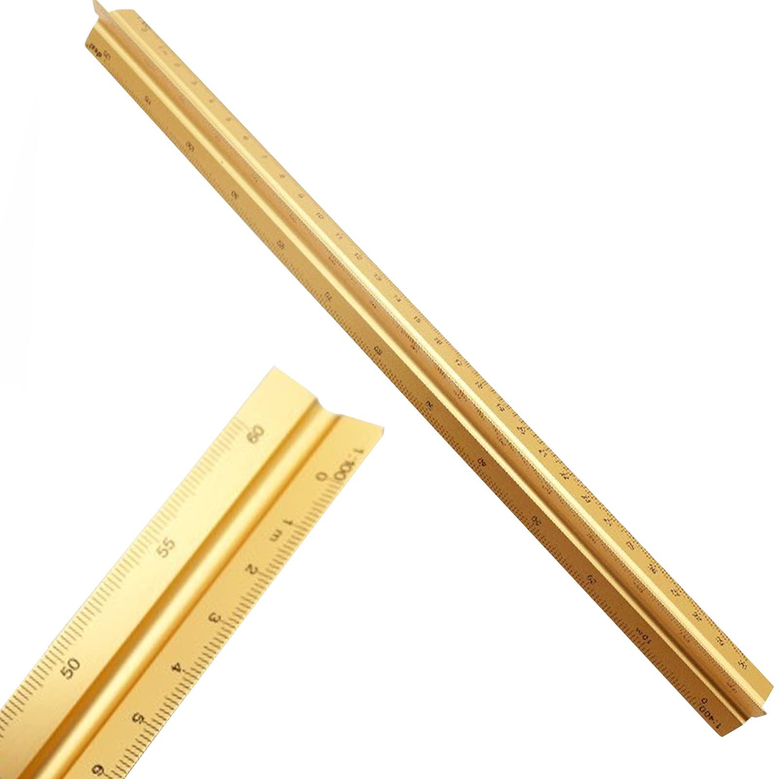 30cm Triangular Scale Ruler, SZXMDKH Metal Ruler for Architects, 1:20, 1:25, 1:50, 1:75, 1:100, 1:150 (Copper)