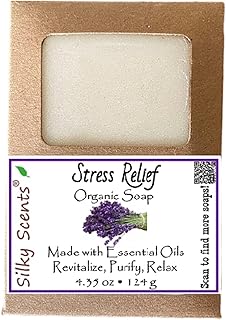 Silky Scents Stress Relief Soap Bar - 100% All Natural and Organic Infused with Essential Oil - 1 Soap Bar