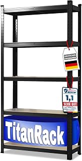 etm Schwerlastregale – Garage, Keller, Werkstatt - Steckregal, Lagerregal, Kellerregal - Hohe Traglast & Verstellbare Böden (Schwarz, 180 x 90 x 40 cm)