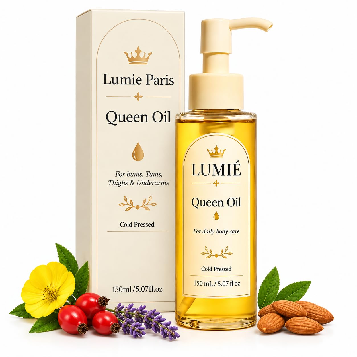 Queen Oil, Queen Oil for Crepe Skin, Moisturizing Body Oil Suitable for Arms, Tummy & Thighs, 150 mL