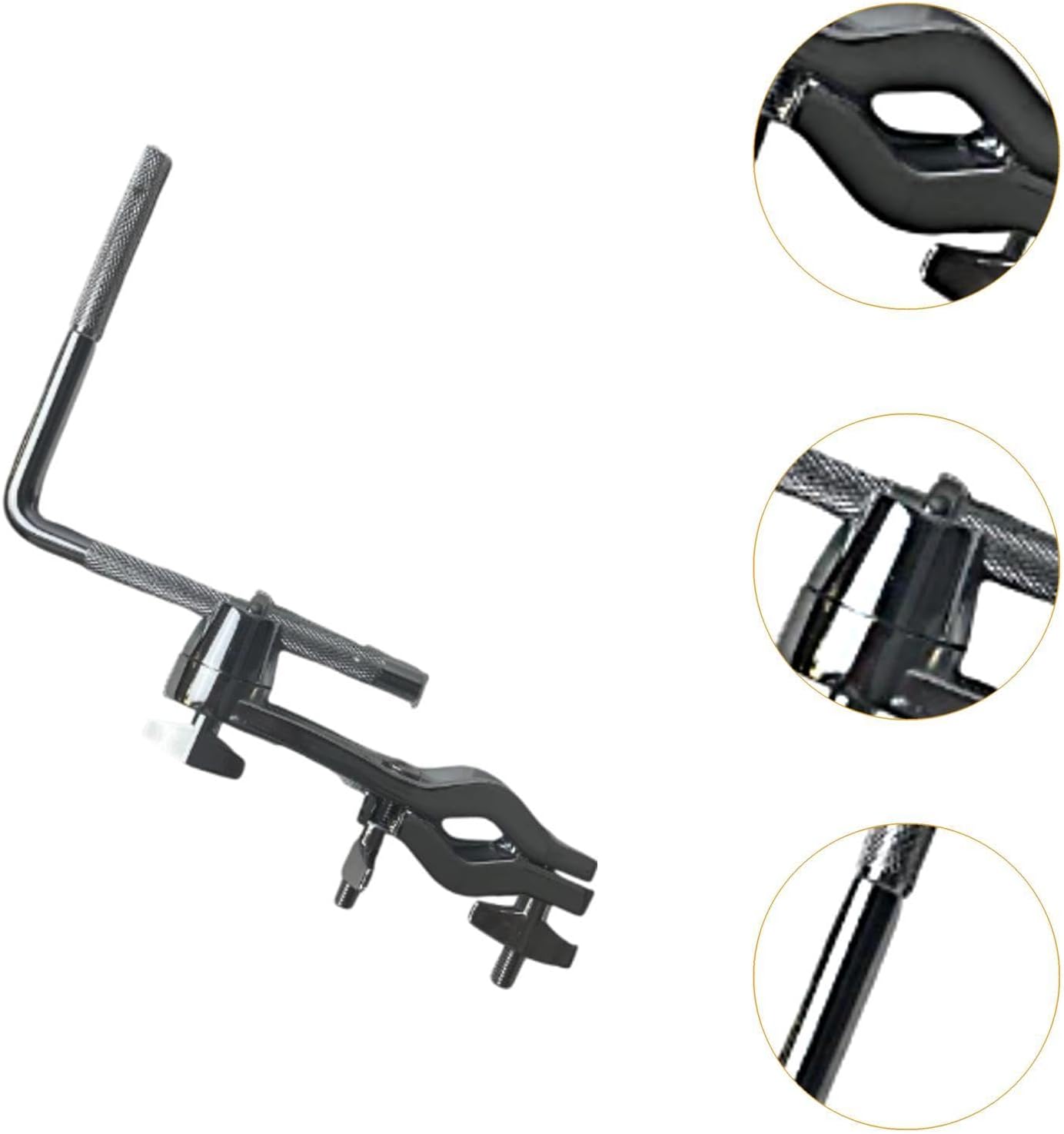 pistro Cowbell Mount Clamp with Rod - Adjustable Percussion Mounting Bracket for Drums and Stage Live Performances