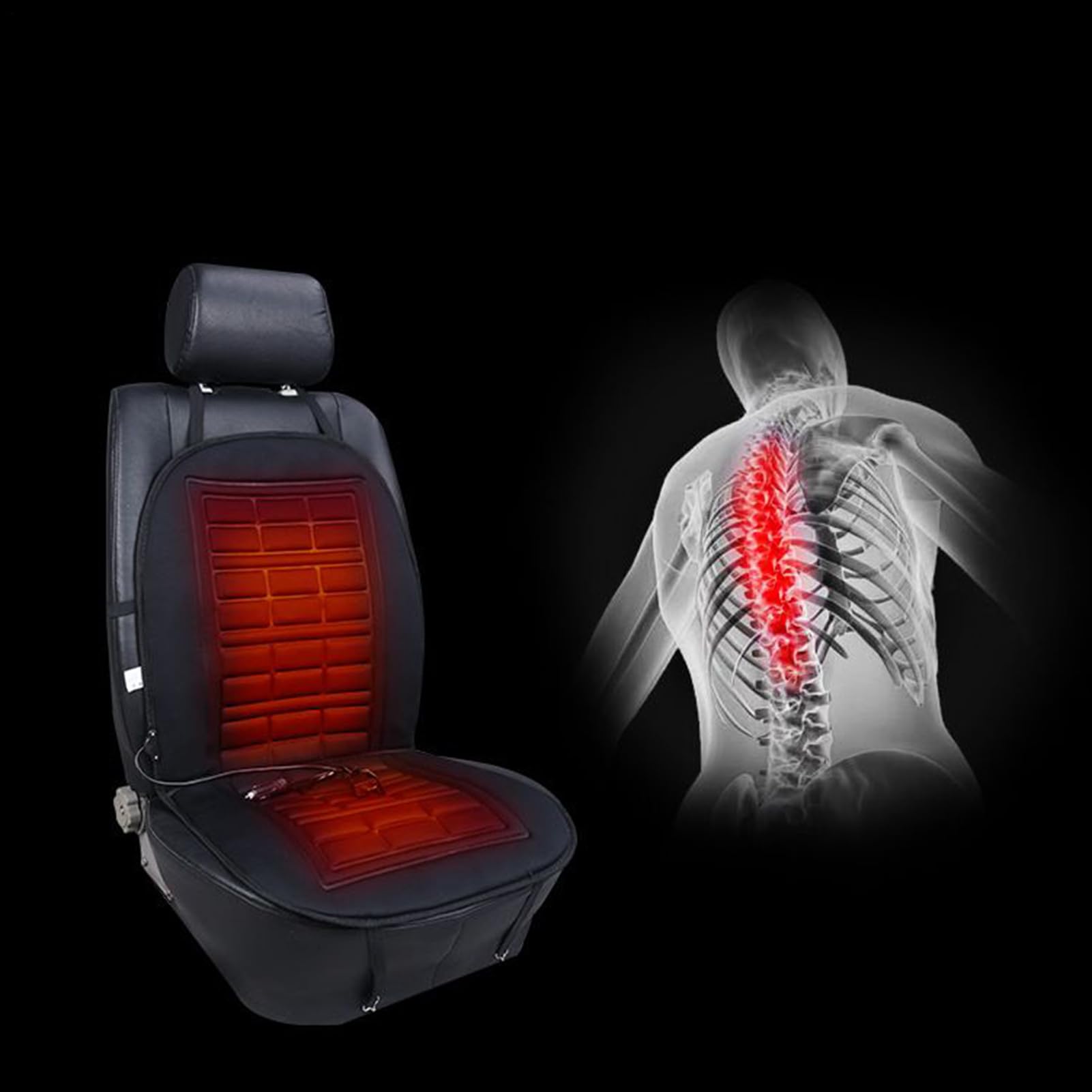 12-V-Auto-Heizkissen – verstellbares 2-stufiges Wärmekissen, weicher Wintersitzbezug aus Polyester | Perfekt für Limousinen-LKW--Pickup, Komfort in der kalten Jahreszeit, Reise-Fahrwärme, Fah