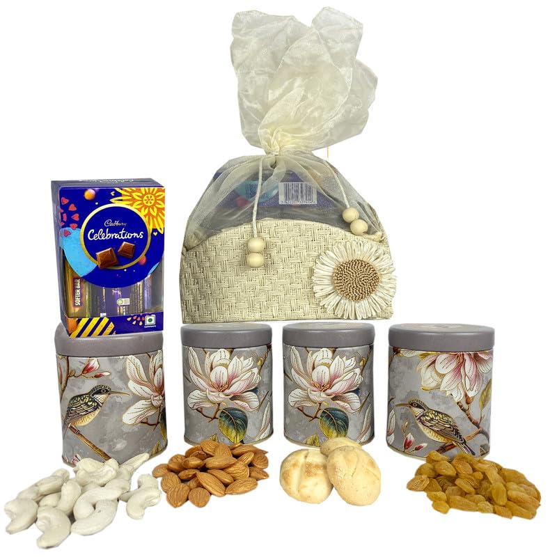Image of NUTRI MIRACLE Rakhi Return Gift Set with Nutritious Dried Fruits and Chocolates | Corporate Appreciation Hamper of Roasted Nuts and Gourmet Chocolatess