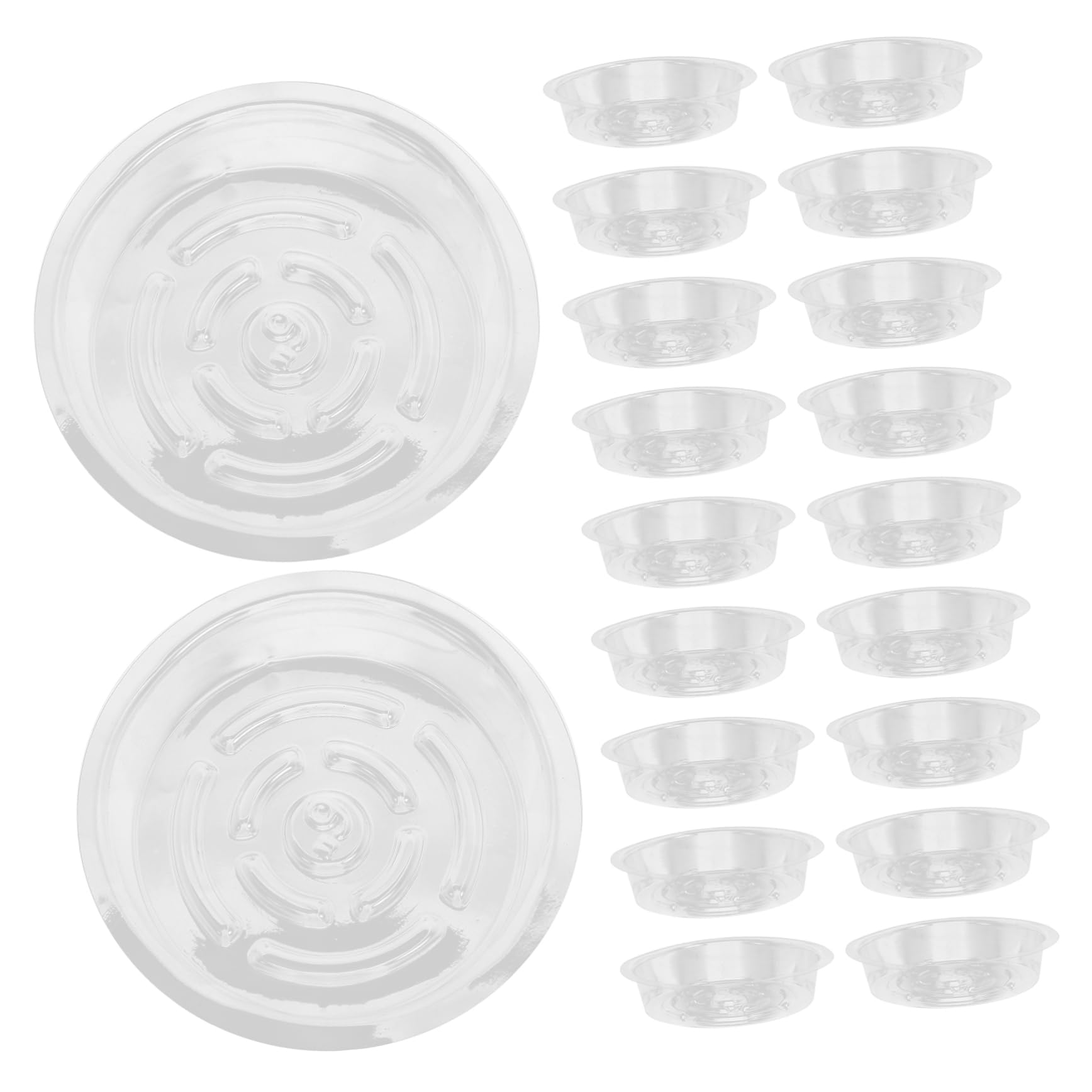 UPKOCH 3 Series Bandejas para Macetas De Plantas Platos Redondos Transparentes De Recogida De Agua Y Suelo para Jardín Y Interior 30 Piezas*3