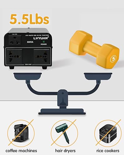 Miniatura 2 de LVYUAN Transformador convertidor de voltaje de 800 vatios paso arriba/abajo Convertir de 110 V-120 V a 220 V-240 V y de 220 V-240 V a 110 V-120 V