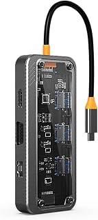 USB C Hub Type C Multiport Adapter for MacBook Pro/Air,10 in 1 Mac Dongle with HDMI,VGA,Ethernet RJ45/1000m,PD Port,3 USB 3.0,SD/TF Card Reader and 3.5mm Audio