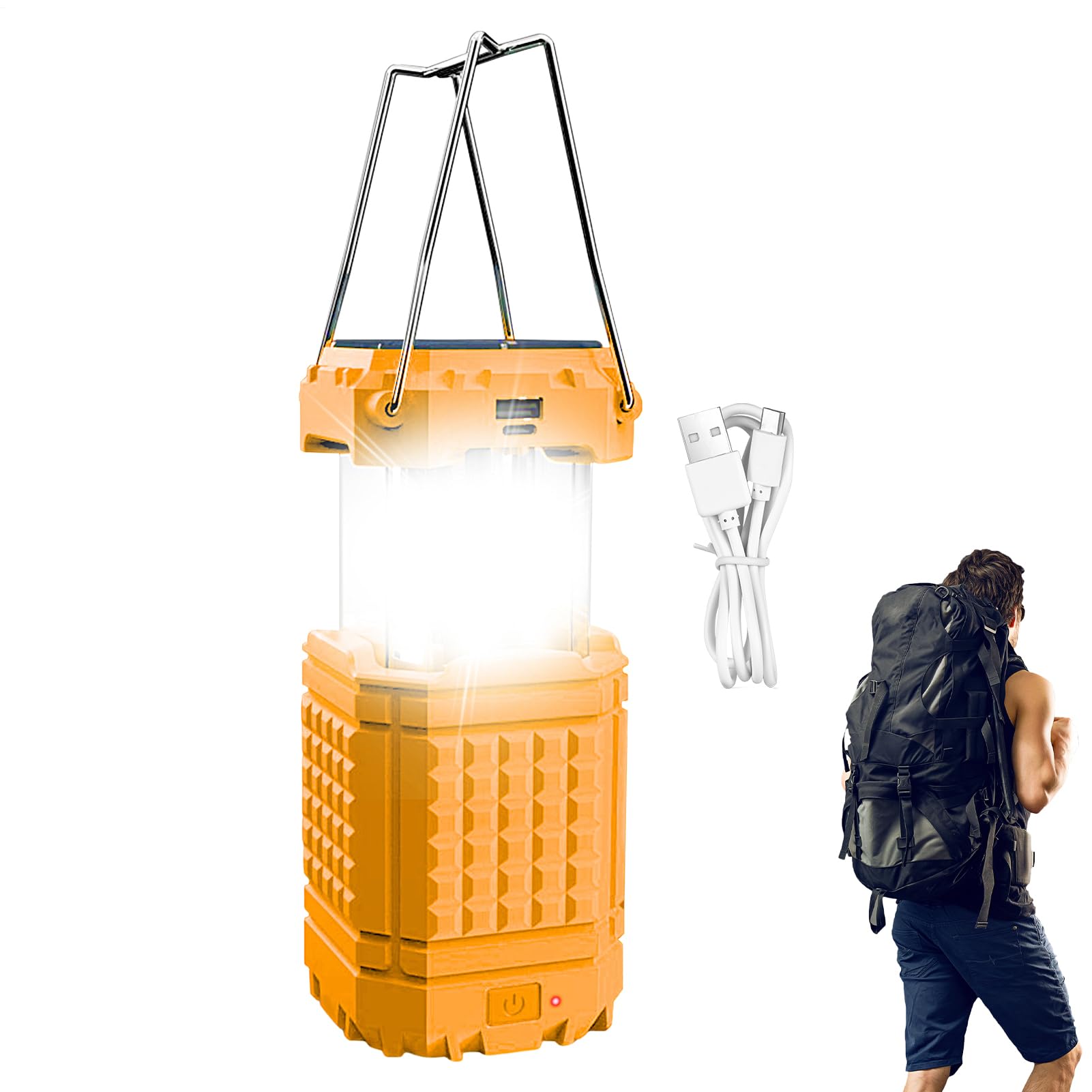 Luce da Campeggio USB Appendi bile con manovella | Luce LED Ricaricabile USB da Esterno per cortile, giardino, cortile, giardino posteriore, patio, escursioni, arrampicata,