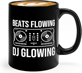 DJ Coffee Mug 11oz Black -Beats flowing DJ - radio performer shock video jockey radio announcer presenter
