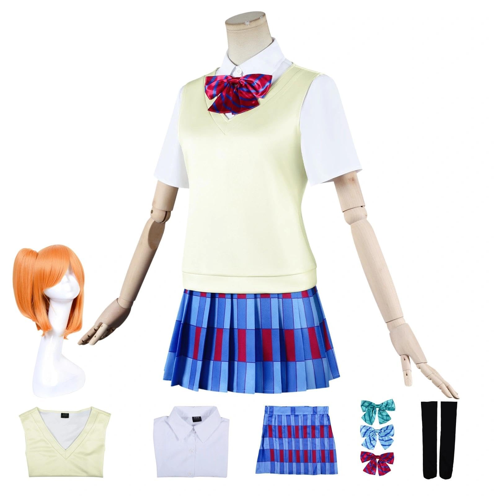 Halloween Kostüm für Erwachsene, Karneval Rollenspiel Cosplay Komplettset – Honoka Kousaka Stil