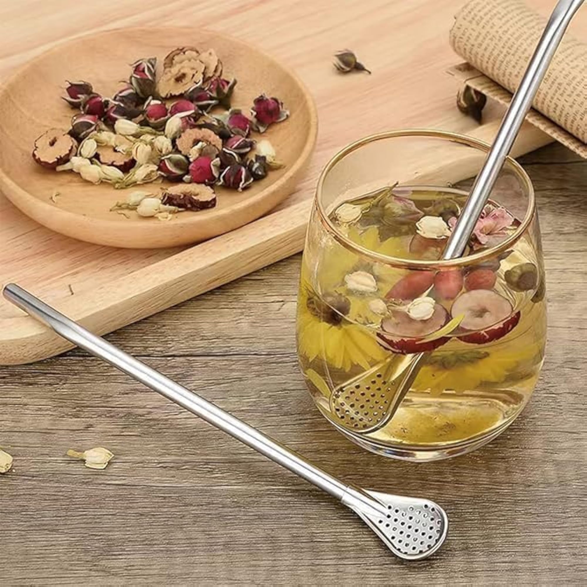 2-in-1 Drinking Straws with Filter Spoon