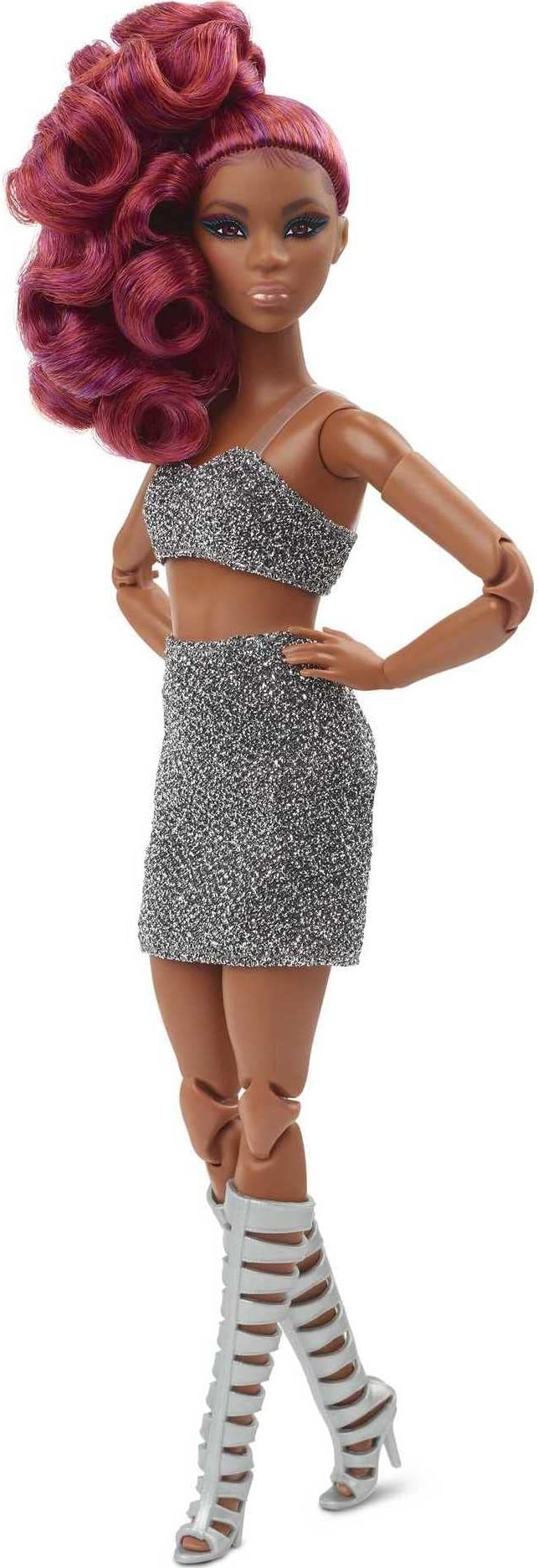 Signature Looks Doll (Petite, Red Hair) Fully Posable Fashion Doll Wearing Glittery Crop Top & Skirt, Gift for Collectors,Multi