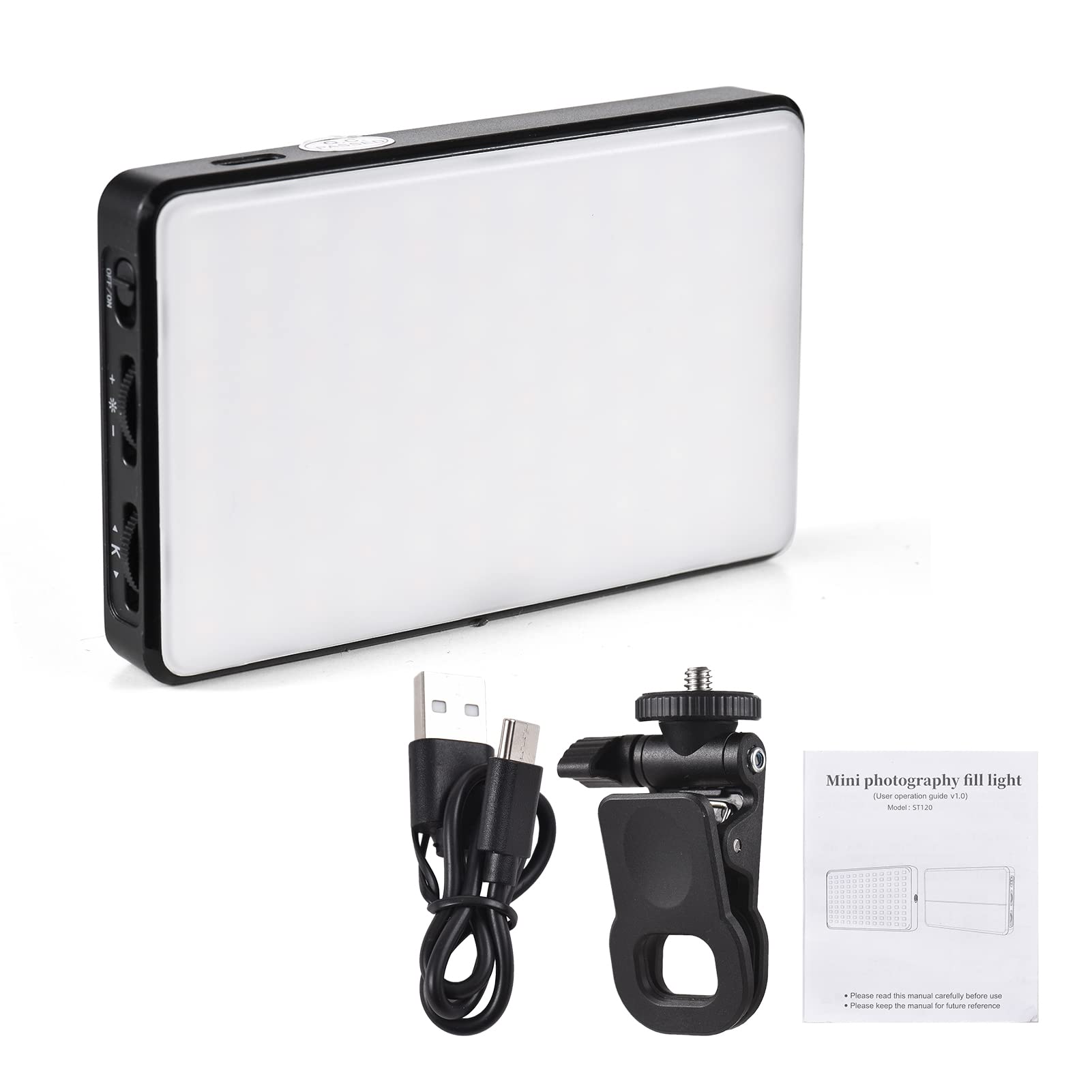 Andoer 120 LED Luce video, luce per selfie con clip e supporto per telefono 2500K-9000K Luce per telefono dimmerabile CRI 95+ per tablet laptop videoconferenza TikTok Selfie Vlog Livestreaming