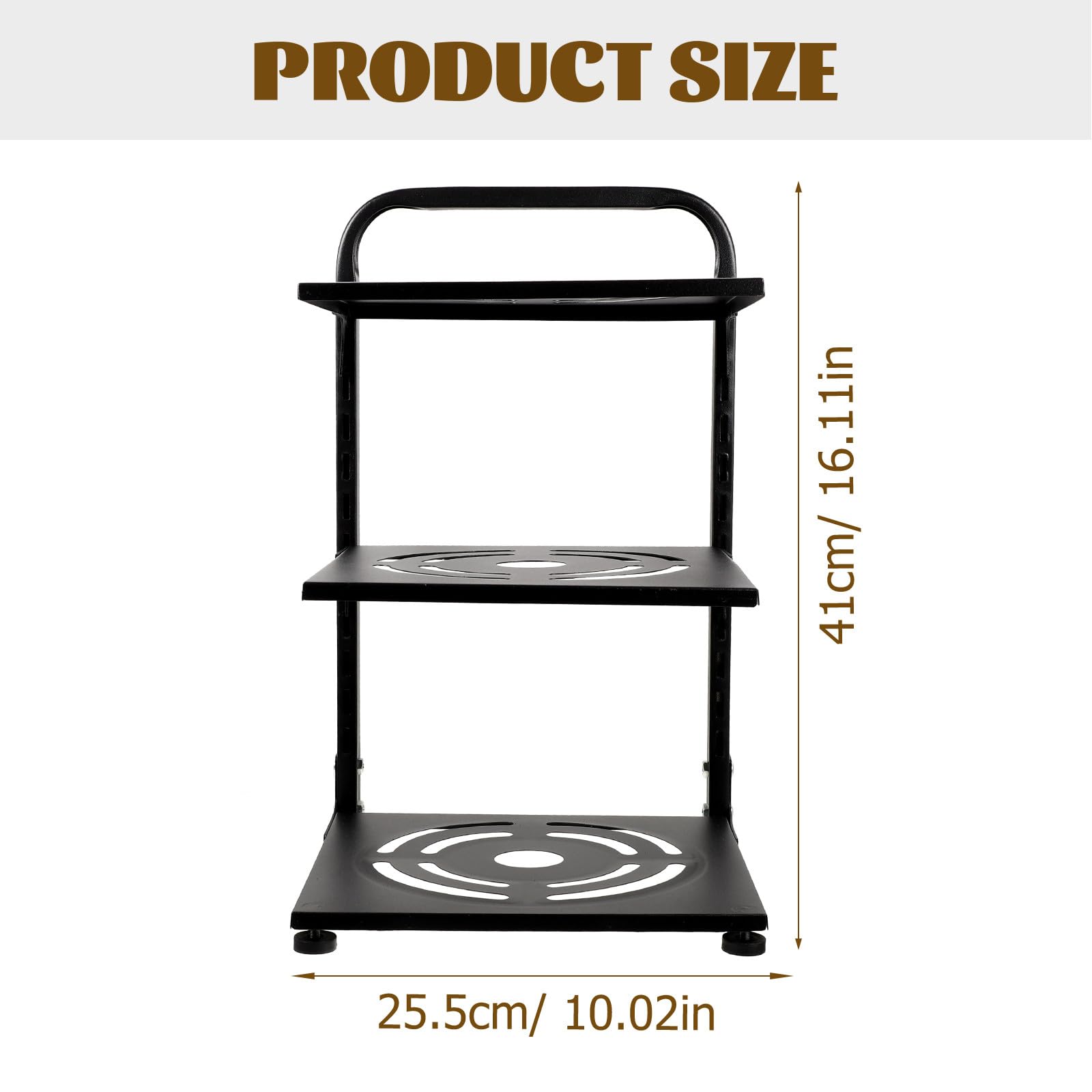 SOLUSTRE Estante Organizador de Ollas y Sartenes Fácil de Instalar y Desmontar Ajustable de 3 Niveles de Acero al Carbono Negro para Gabinete o Encimera