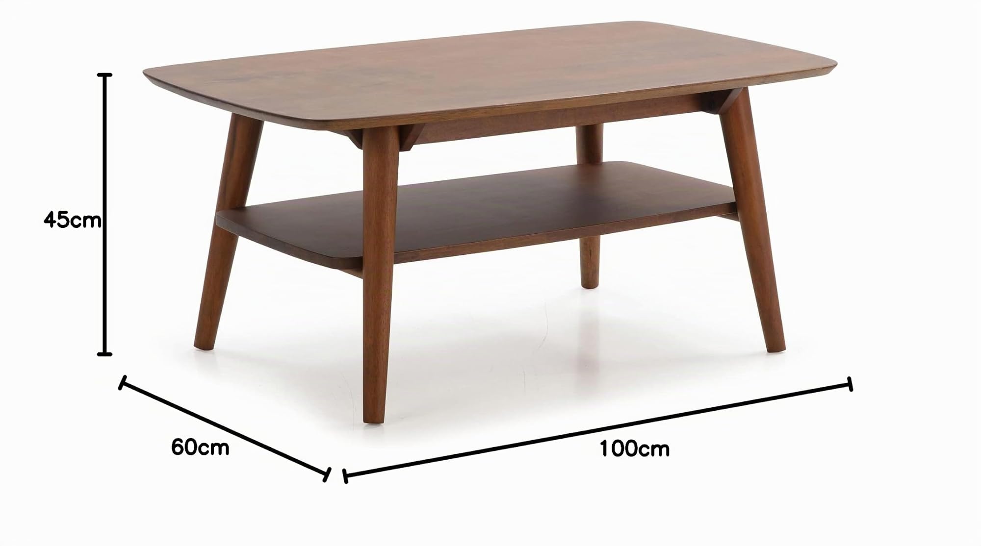 HOMN LIVING Mesa de Centro Palma 1 Hueco Color Nogal, Madera Maciza, 100 cm (Ancho) 60 cm (Profundo) 45 cm (Altura)