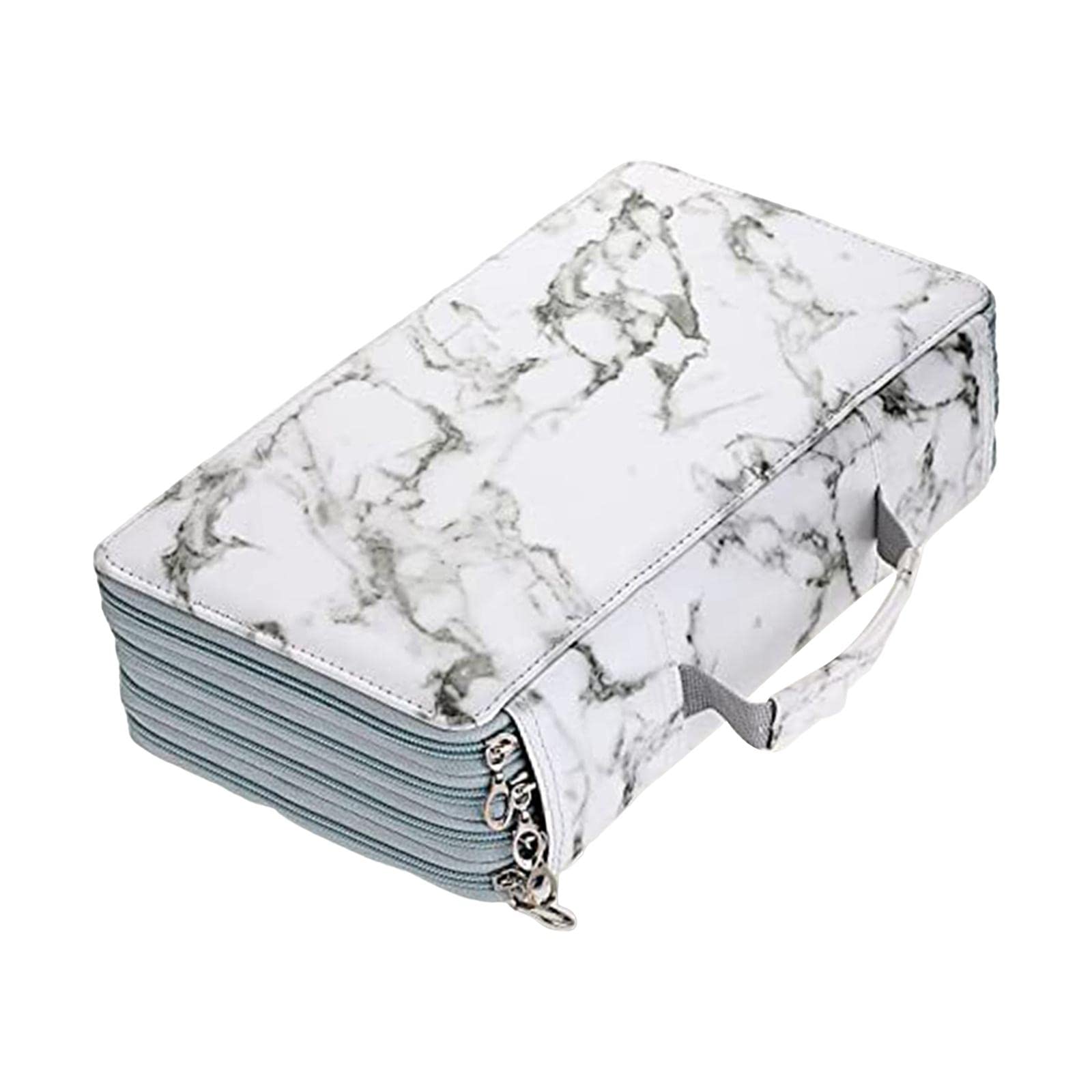 Astuccio Organizzatore Portapenne Borsa Accessori Grande Capacità Zipper PU Strati Adatto per Bambini Professionisti Ufficio Scuola Regalo, Bianco