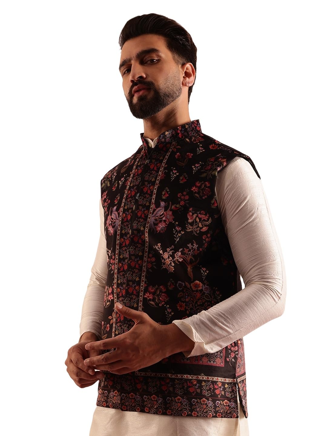 sojanya (Since 1958 Men's Velvet Nehru Jacket With Paisley Print-picture-38