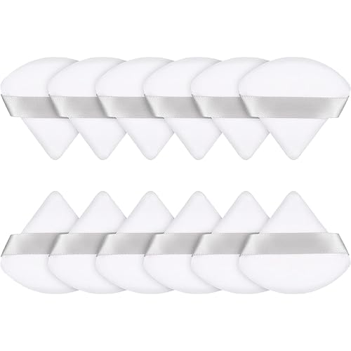 Esponja para polvo de cara con forma de triángulo 12 piezas para polvo suelto suave base cosmética esponja mineral para productos en polvo húmedos y