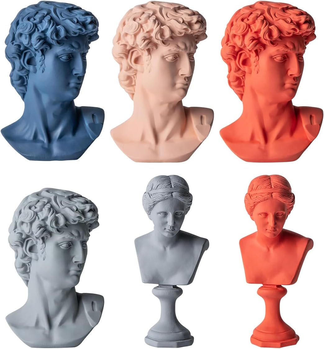 Venus Bust Statue, 5.91" Classic Roman Bust Greek Mythology Resin Sculpture for Bookshelves Table Home Office Art Craft Ornaments, Orange