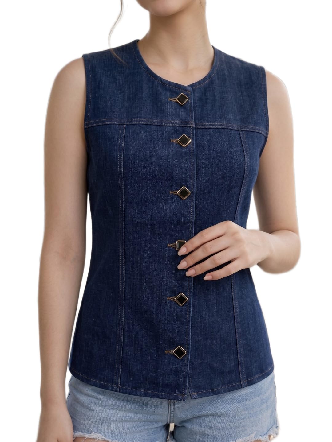 Indigo Wash Sleeveless Vest-picture-50
