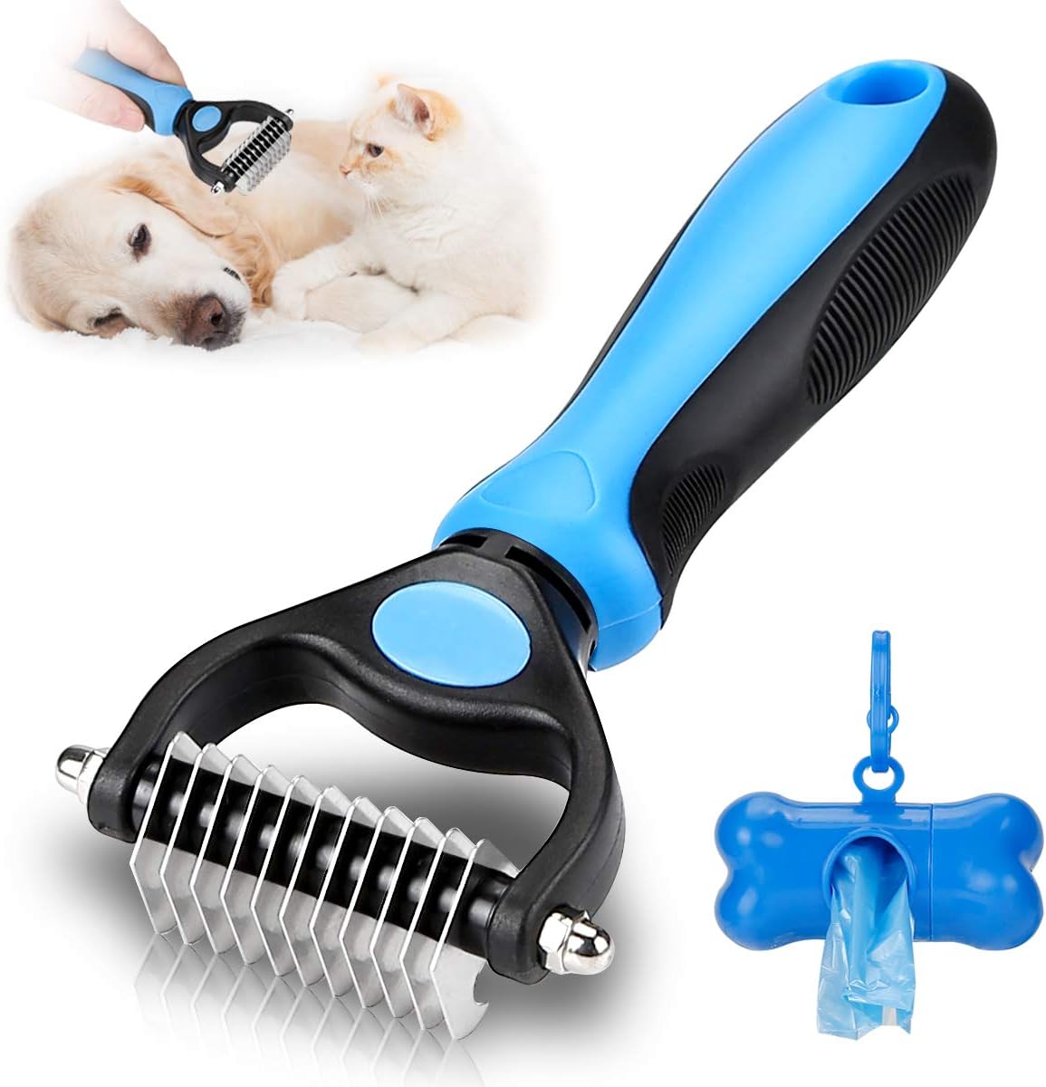KAYI Dematting Dog Brush, Pet Grooming Brush for Dogs & Cats. Undercoat Comb Tangles Removing Deshedding Shedding Brush for Long Short…
