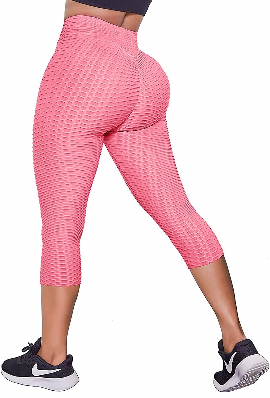 STARBILD Women Honeycomb Waffle 3/4 Length Leggings Scrunch Bums Leggings Butt Lift Gym Leggings Womens High Waist Tummy Control TIK Tok Legging Compression Workout Legging Yoga Pant,S/M/L/XL/XXL
