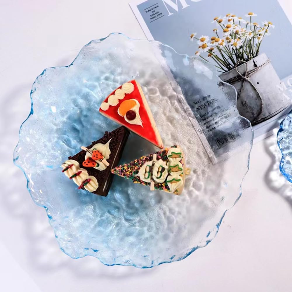Amazon.com | Crystal Glass Dessert Plates, Pink & Blue Clear