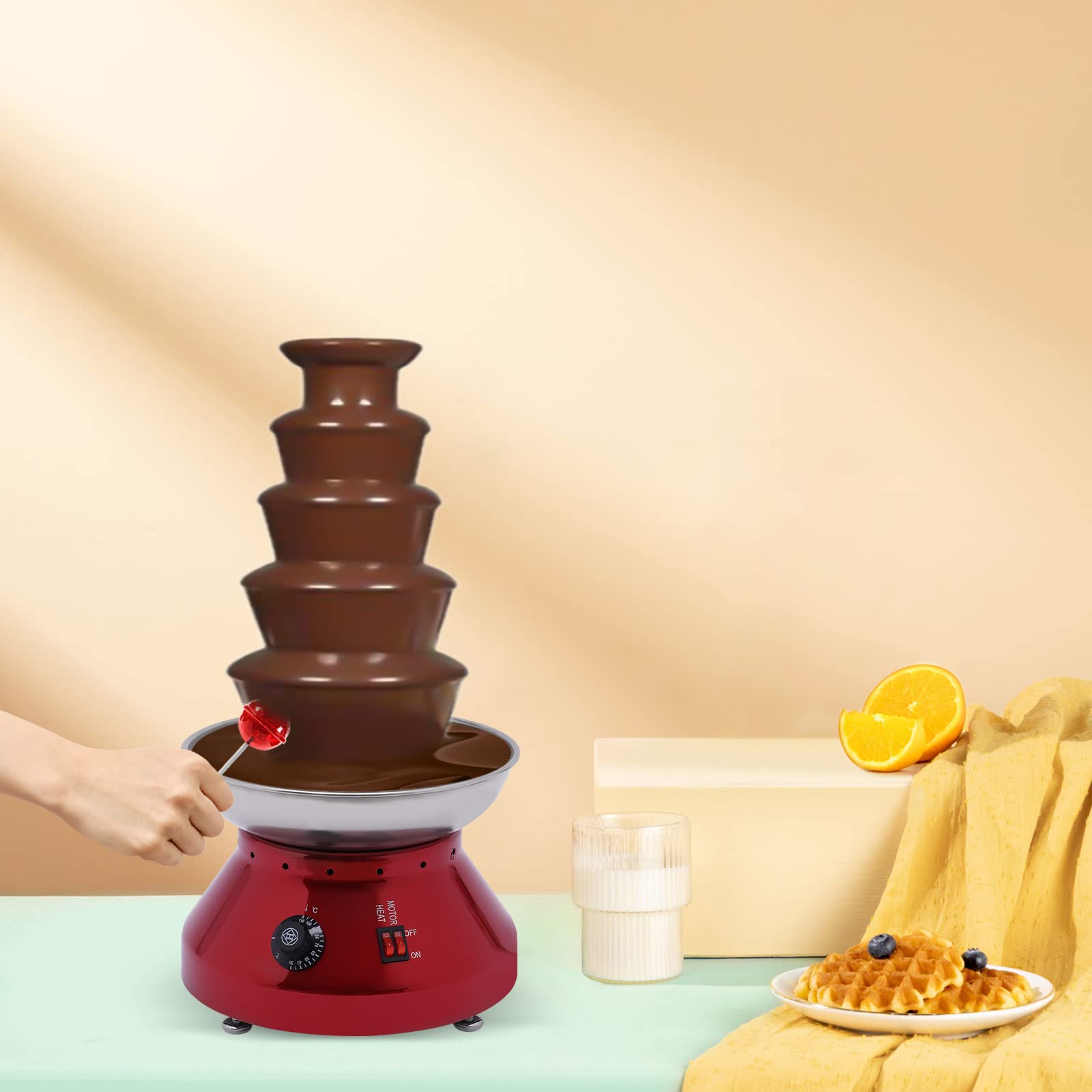 Fontaine à chocolat en acier inoxydable - 230 W - 3 l - 5 étages - Avec réglage de la température de 30 à 110 °C - Pour fêtes de famille