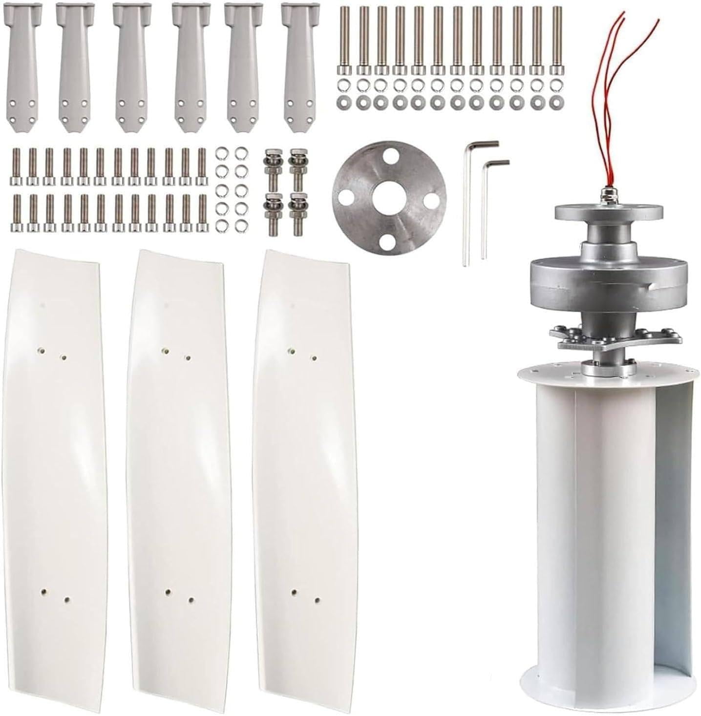 Kit generatore di turbina eolica – Generatore verticale portatile a elica a 3 pale con regolatore di carica per energia marina, camper, casa e industriale, 2000 W-12 V