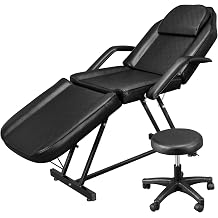 bop 72 inch Facial Table Tattoo Chair Massage Bed Barber Chair, Multi-Function Salon Spa Equipment with Adjustable Stool Black