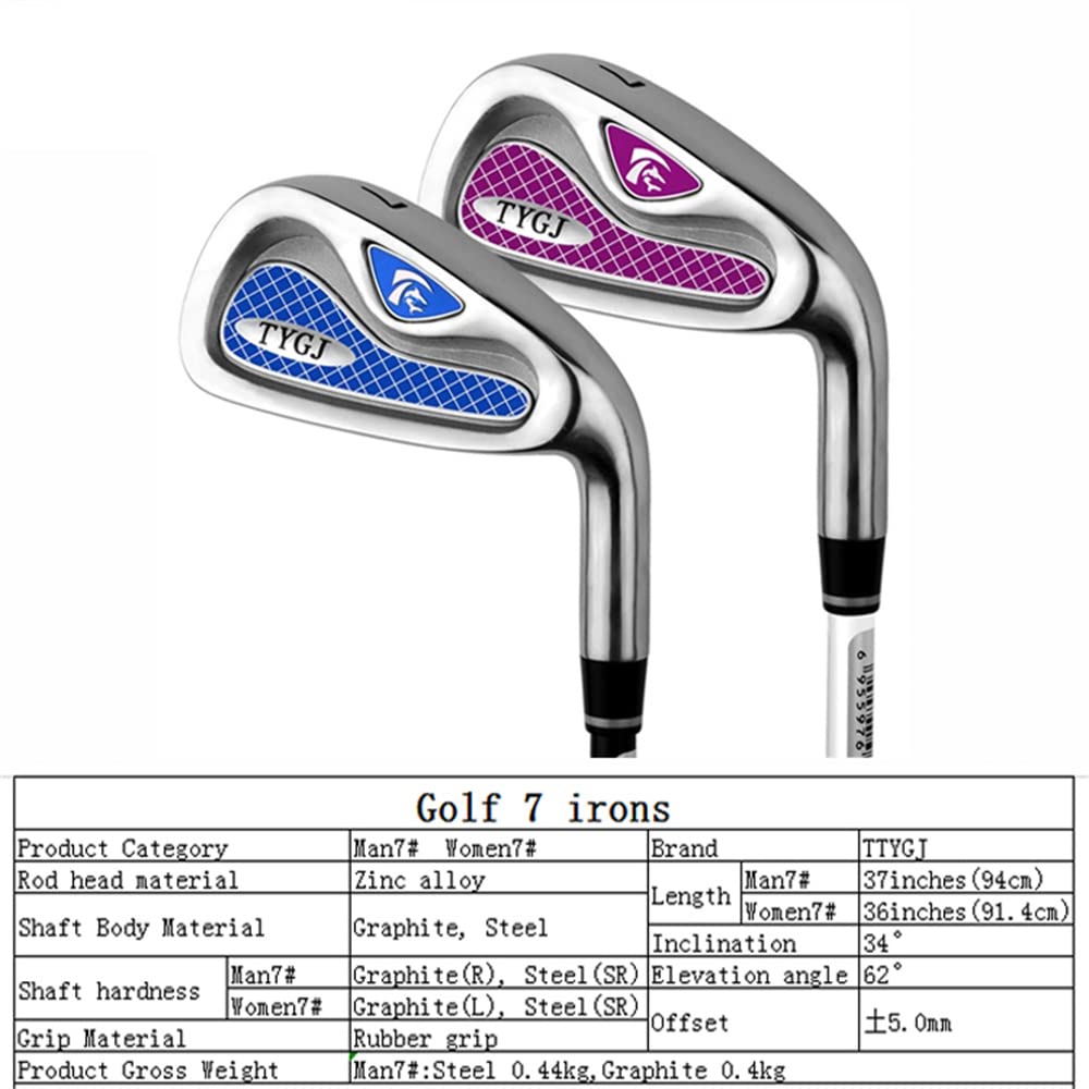 Mazza da golf professionale in ferro n. 7 con albero in acciaio/albero in grafite, ideale per principianti, uomini e donne