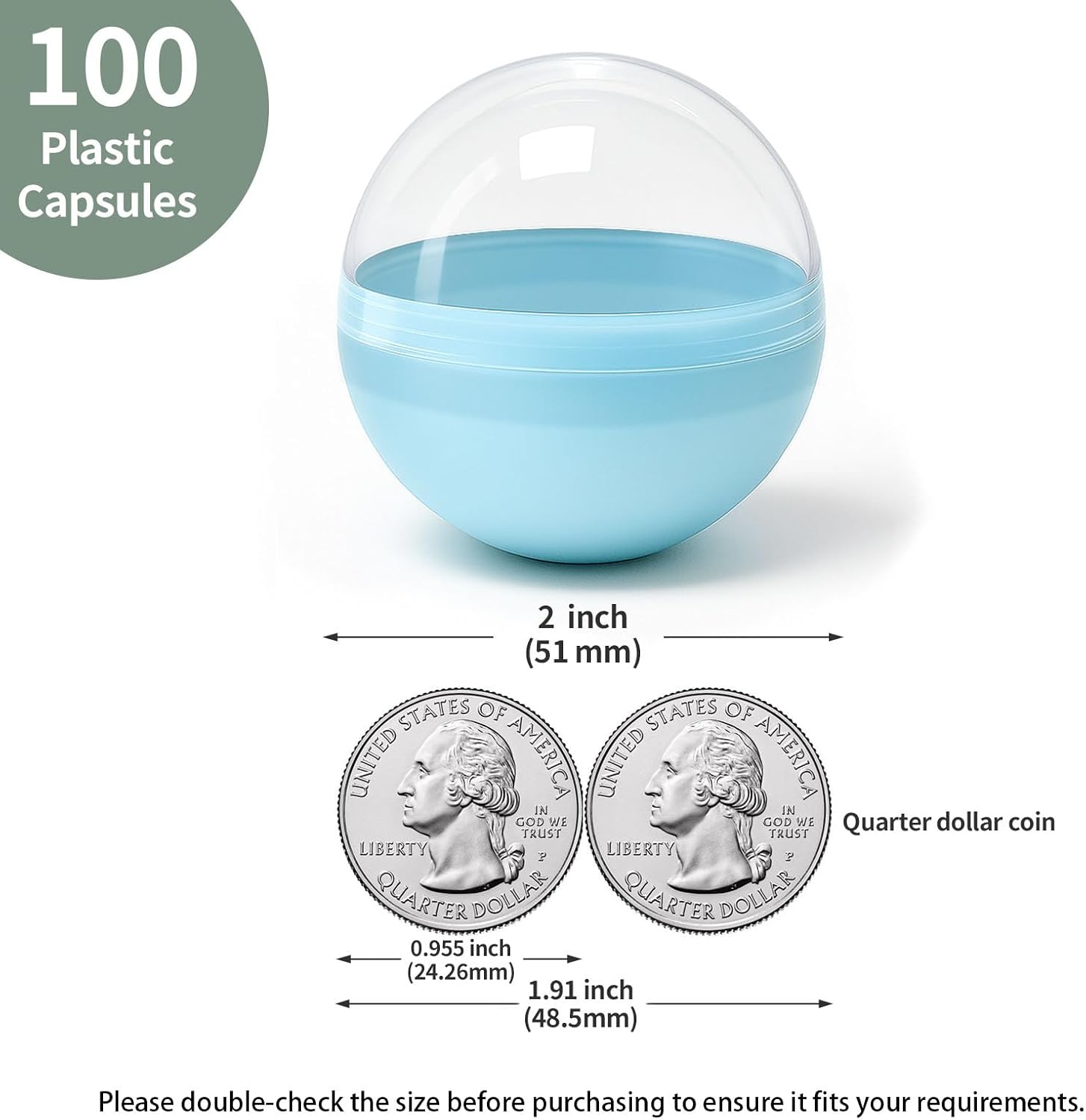 100Pcs 2 Inch Colored Vending Machine Capsules, Gumball Machine Capsules, Plastic Ball Container, Fillable Balls for Prizes, Easter, Party Favors (5 Macaron Colors)