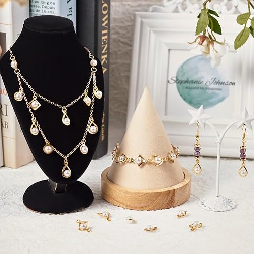 Miniatura 10 de Pandahall - 20 conectores redondos planos de vidrio, Metal, No es una piedra preciosa