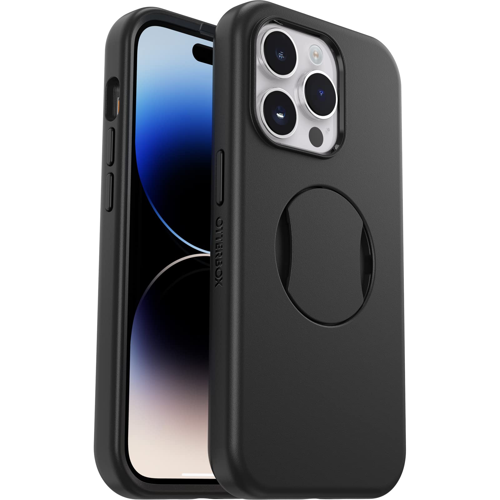 OtterBox Cover per iPhone 14 Pro OtterGrip Symmetry con MagSafe, resistente a shock e cadute, con orotezione antimicrobica e con grip integrato, testata 3x norme MIL-STD 810G, Nero