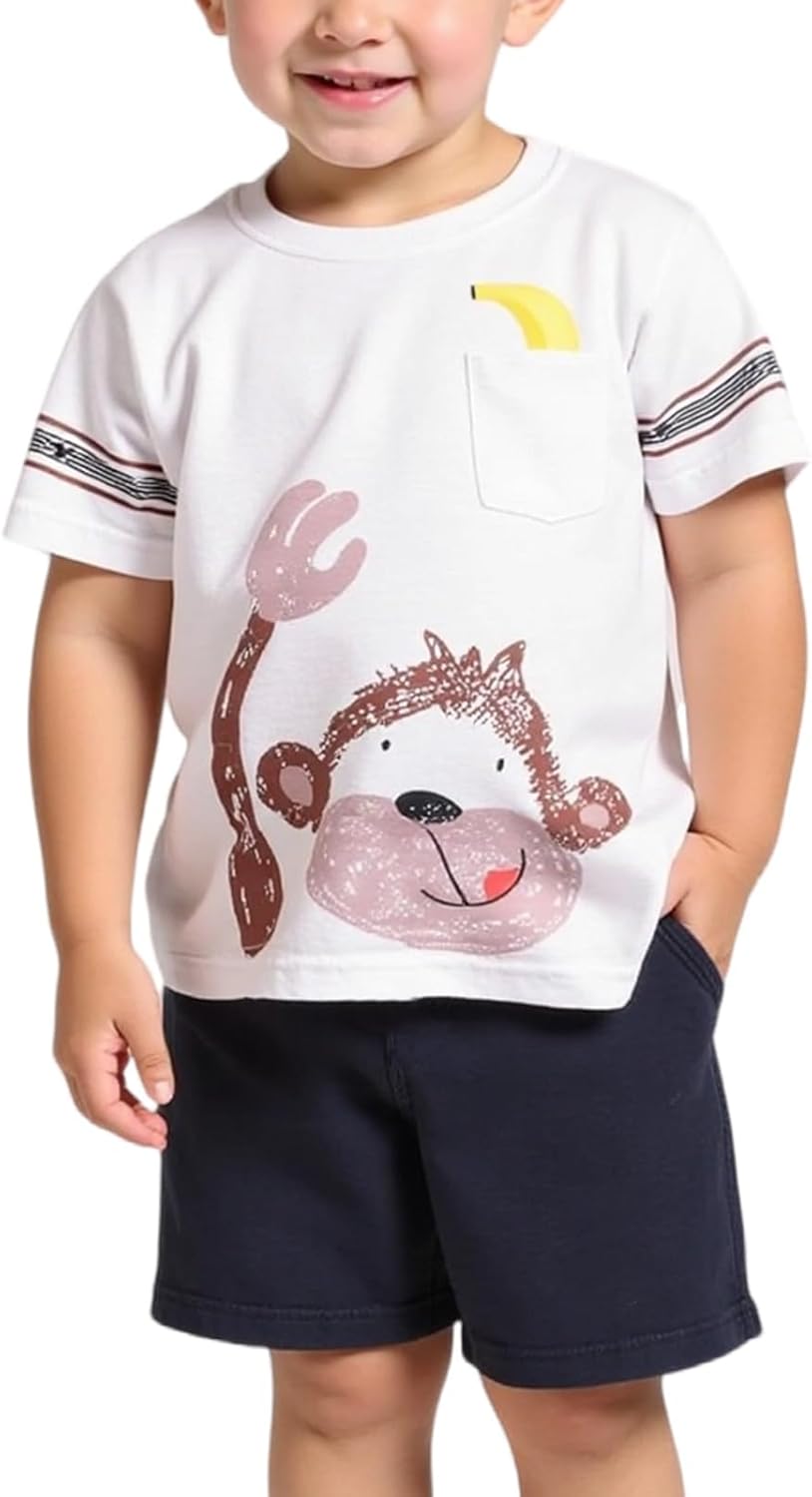 Little Bitty Toddler Boy Clothes Boys Summer Outfits Cotton Short Sleeve T-Shirt & Shorts Set 2-7Yrs