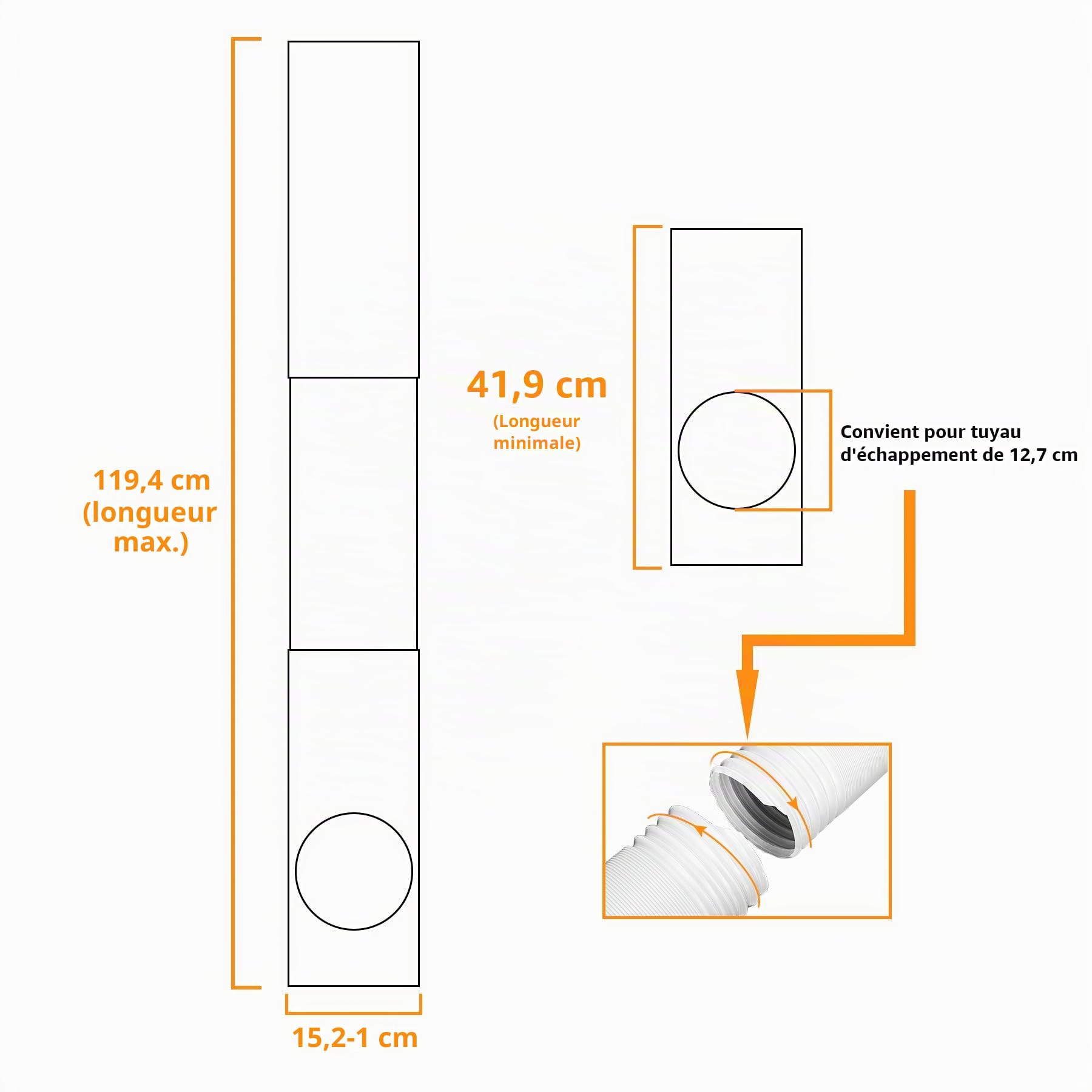 LBG Products Kit de plaques d'étanchéité de fenêtre pour unités de climatisation portables, kit d'aération en plastique pour fenêtres et portes coulissantes, panneaux de longueur réglable pour tuyau