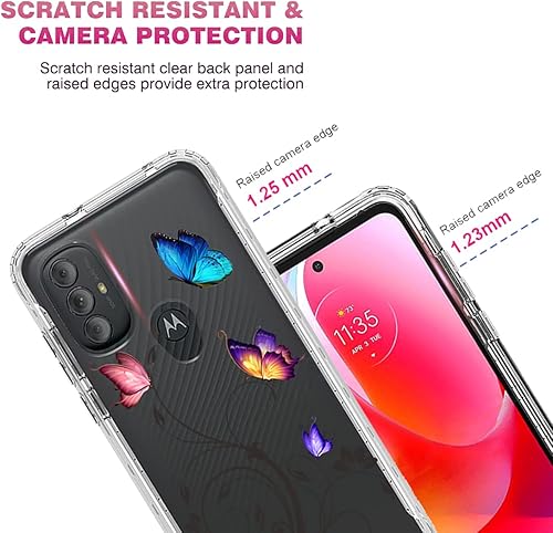 Miniatura 2 de Funda para Moto G Power 2022, XT2165DL con protector de pantalla de vidrio templado, cuerpo completo transparente con protección floral para