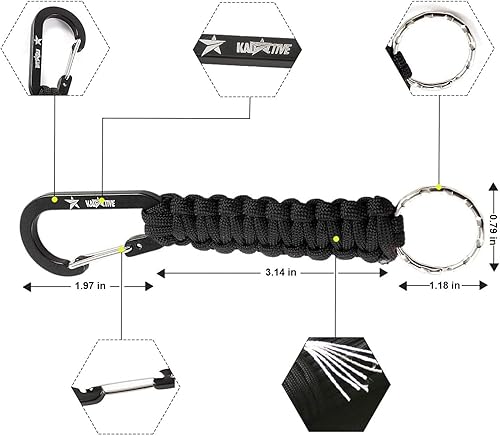 Miniatura 2 de Llavero Paracord con mosquetón  2 llaveros de mosquetón para mochila, supervivencia, campamento. Llaveros de paracaídas para hombre