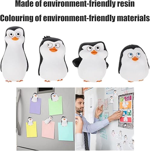 Miniatura 3 de ngaty Imanes de pingüino para refrigerador, 4 unidades, imán de pingüino 3D para cocina, nevera y casillero, decoración del hogar y decoración de
