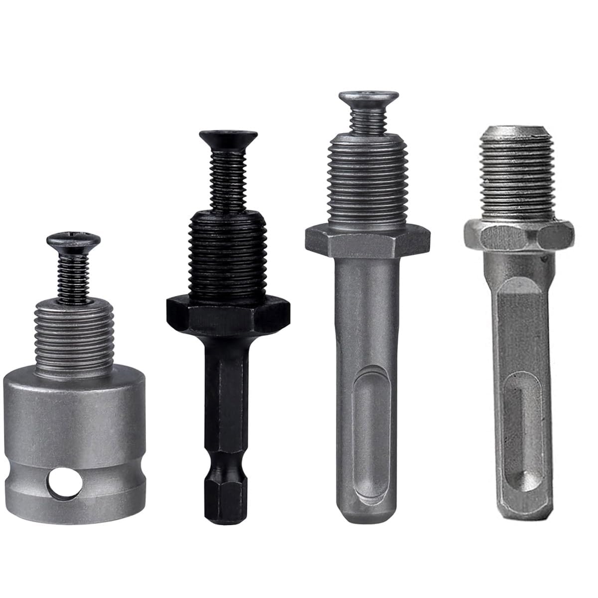 4Pcs 1/2-20 UNF Mount Thread Drill Chuck Shank Adapter Set, SDS-Plus Shank for Rotary Hammer Drill | 1/4" Hex Shank for Impact Driver | 1/2" Drive Female Adapter-image-23