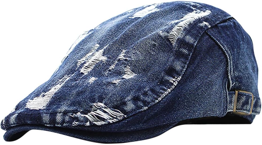 Men's Denim Newsboy Flat Cap Gatsby Ivy Cabbie Hat Driving Cap