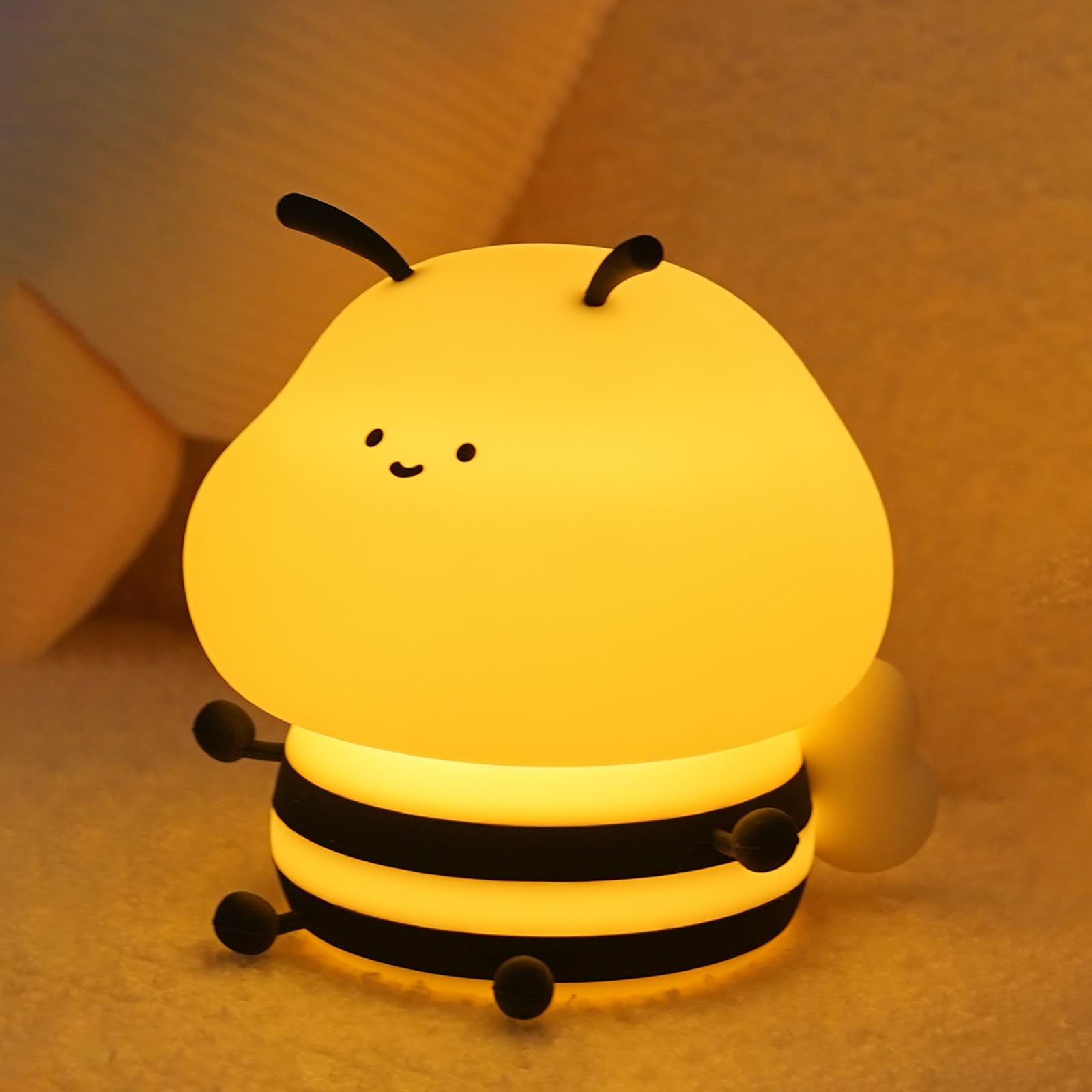 Animal Night Light for Kids 7 Colors Silicone Baby Nursery Night Light with Timer & 3 Levels Brightness Rechargeable Touch Squishy Light Cute Kids Bedside Lamp Kawaii Gifts for Boys and Girls (Warm)