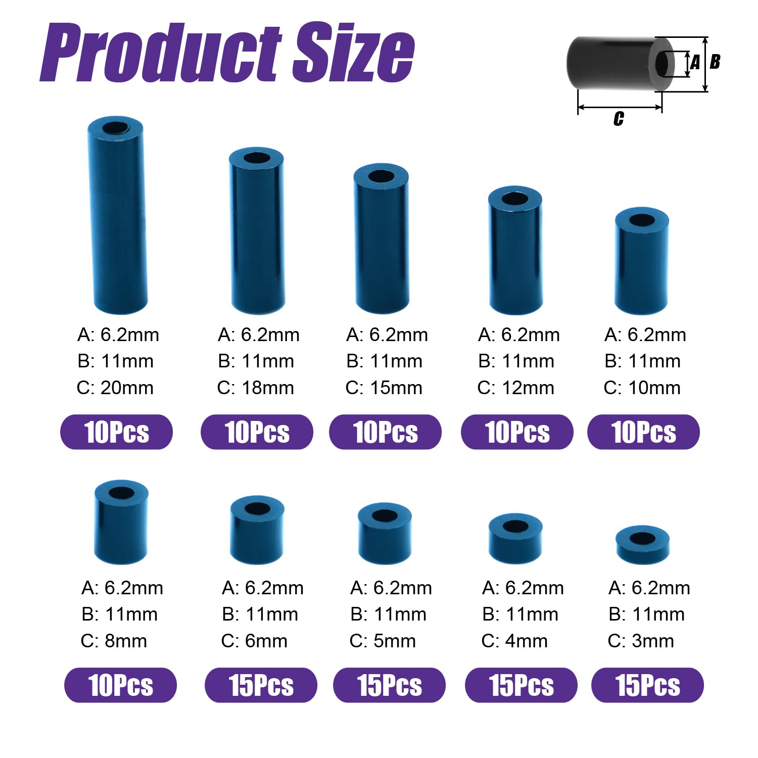 120PCS Nylon Spacers for Screws Plastic Spacers Standoff for M6 Screws