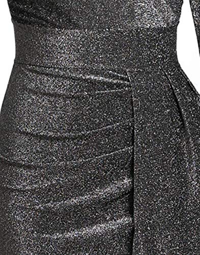 Womens Prom Dresses High Slit Off Shoulder Formal Elegant Fall African Metaillic Sexy Night Black Evening Party Cocktail Dress Small (4-6) Black