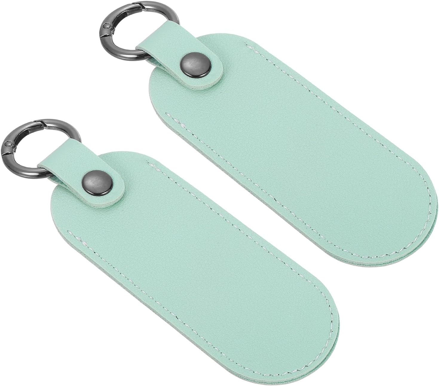 sourcing map 2 Pcs Leather USB Flash Drive Holder,Keychain Holder 5"x1.7" Portable Storage USB Case Protective Case with Keychain for Flash Drive,Light Blue